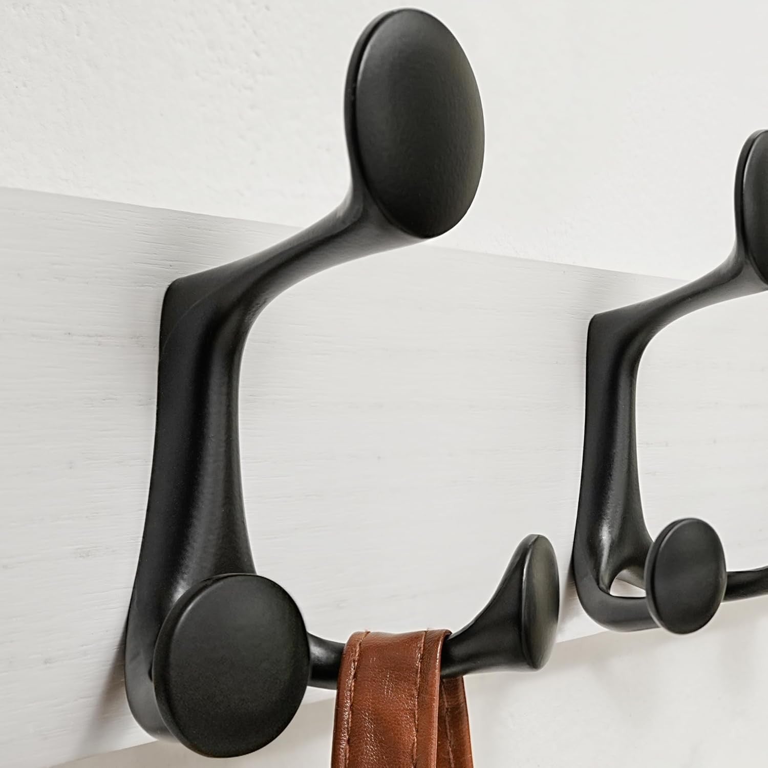 White Wall Coat Rack 6 Triple Hooks | 99cm Wooden Hanging Rail Organizer