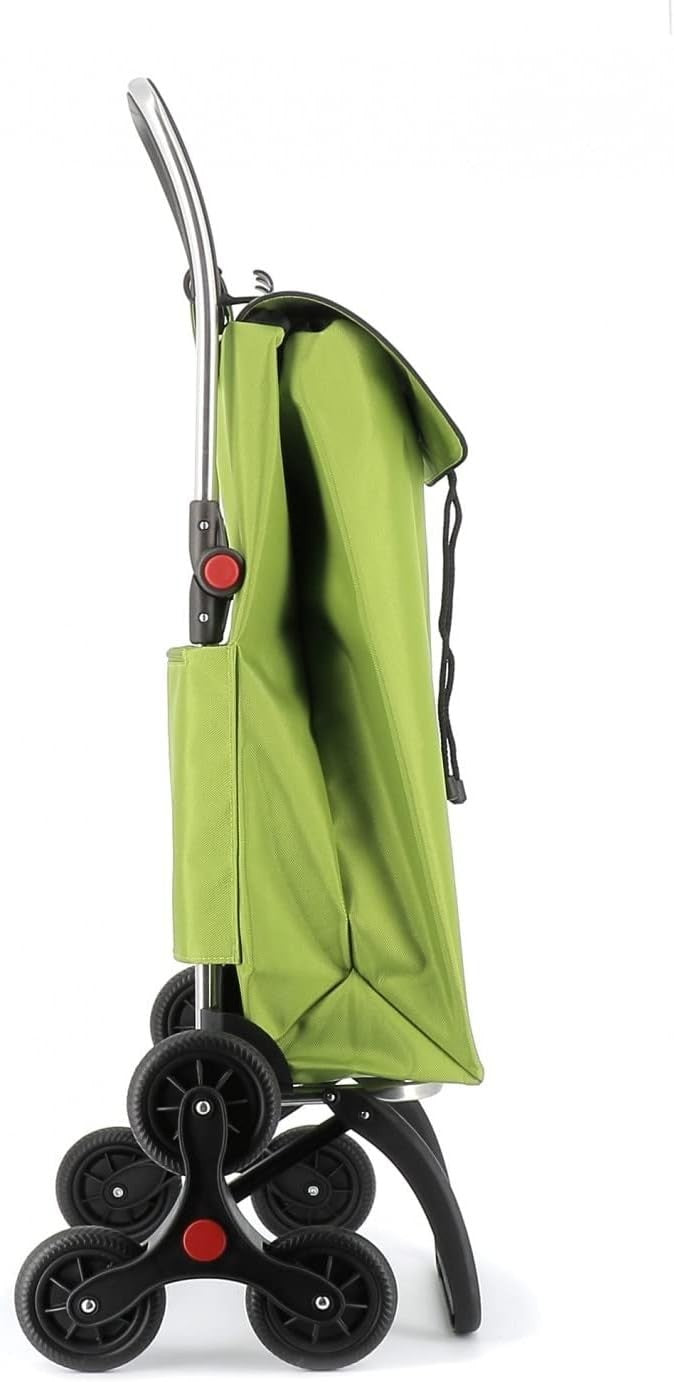 Foldable 6-Wheel Stair Climber Shopping Trolley – Lightweight Aluminium, Lime
