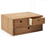 Wood Desktop Organizer 3 Drawer Office Filing Storage Jewelry Box