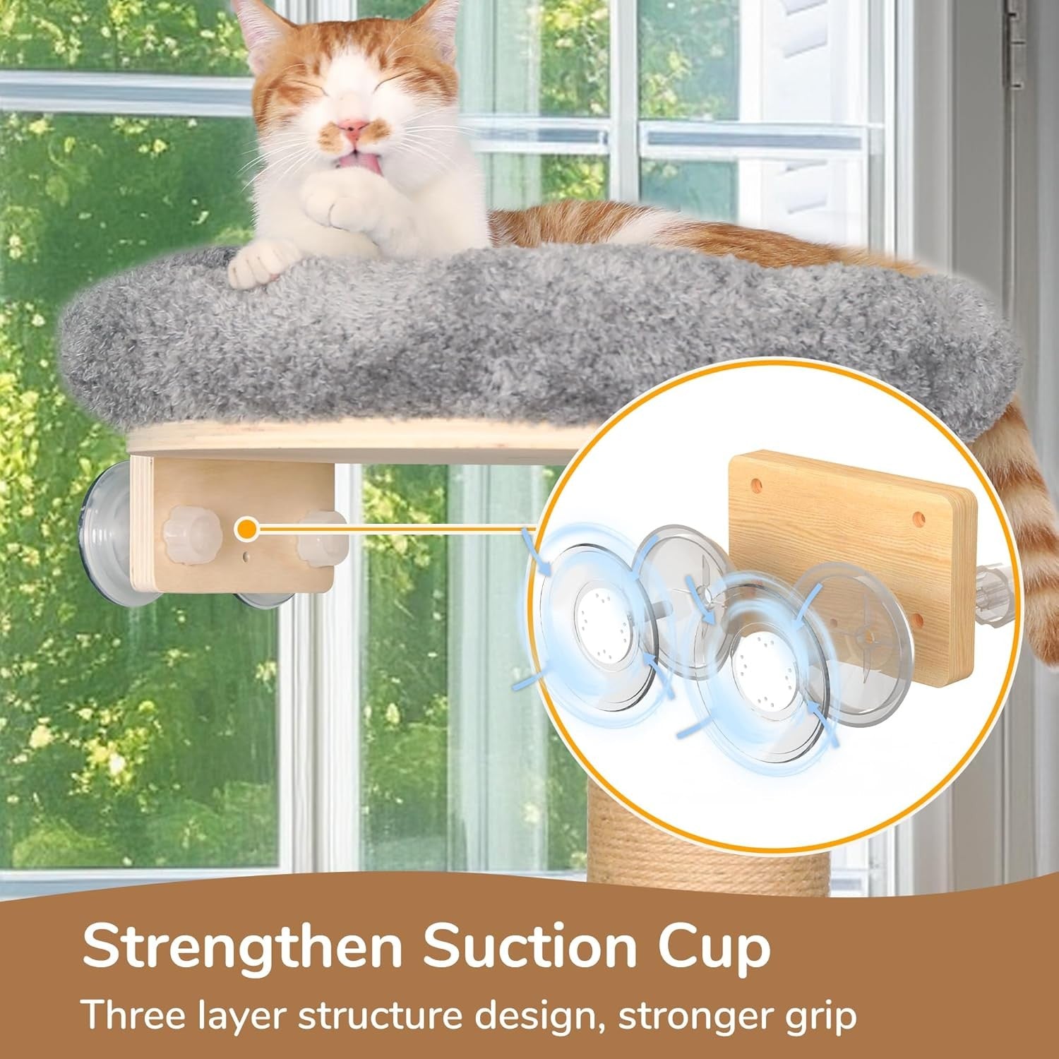 Cat Window Perch Tree Wall Mounted Scratching Post Plush Bed Indoor