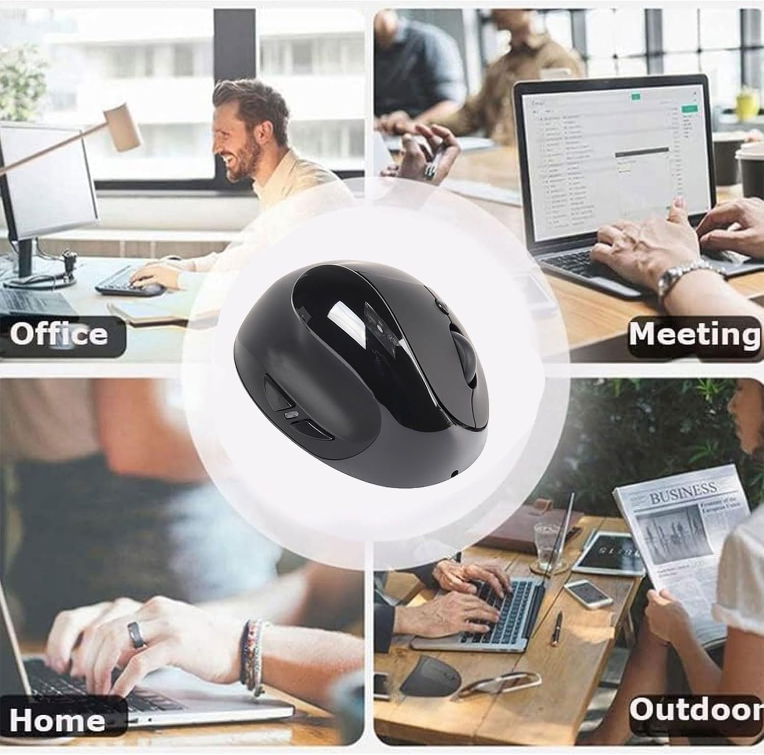 Left Hand Vertical Wireless Mouse Rechargeable 1600 DPI 6 Buttons