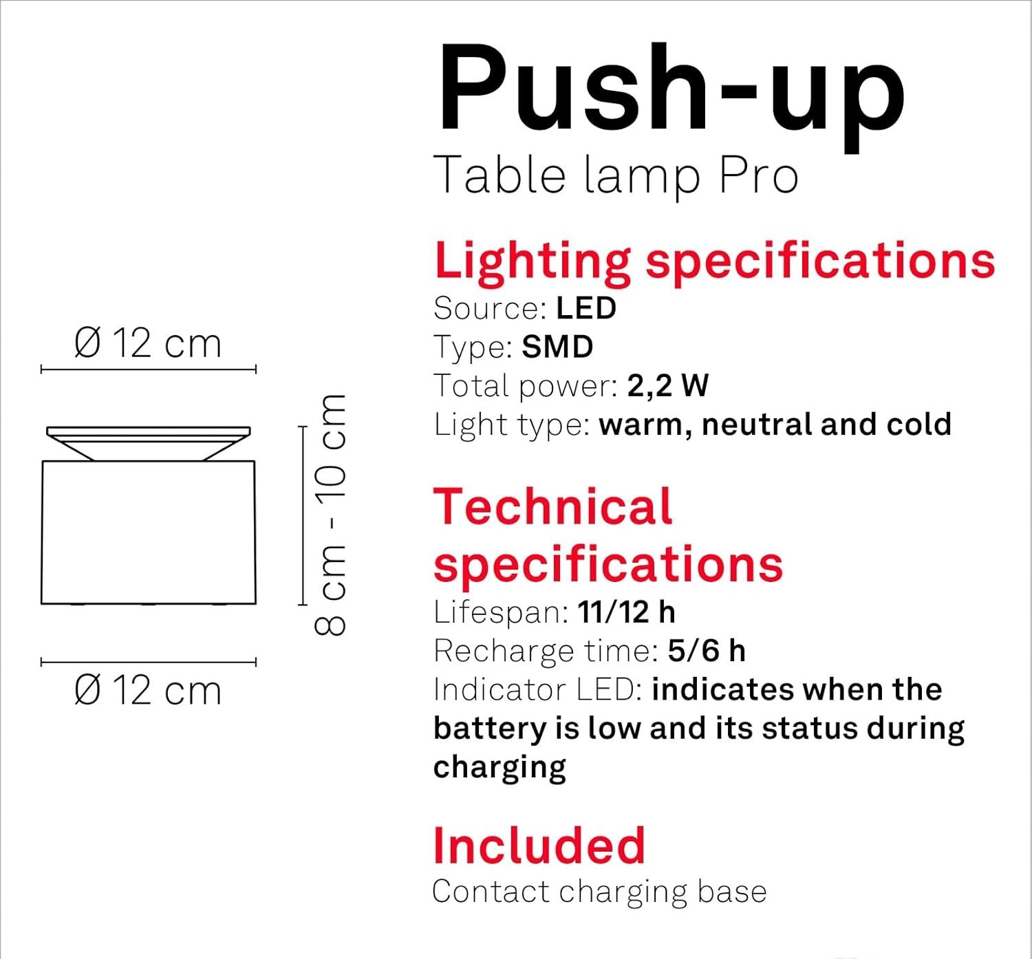 Rechargeable Touch Control LED Table Lamp | Outdoor Safe, Dimmer, Modern