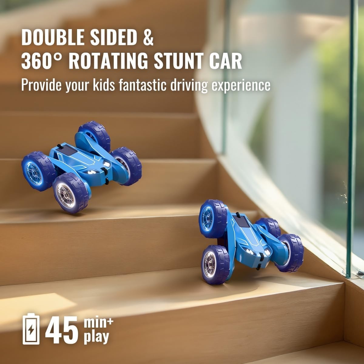 4WD RC Stunt Car 360° Spins LED Lights USB Recharge Anti-Flip Kids Toy 3-12