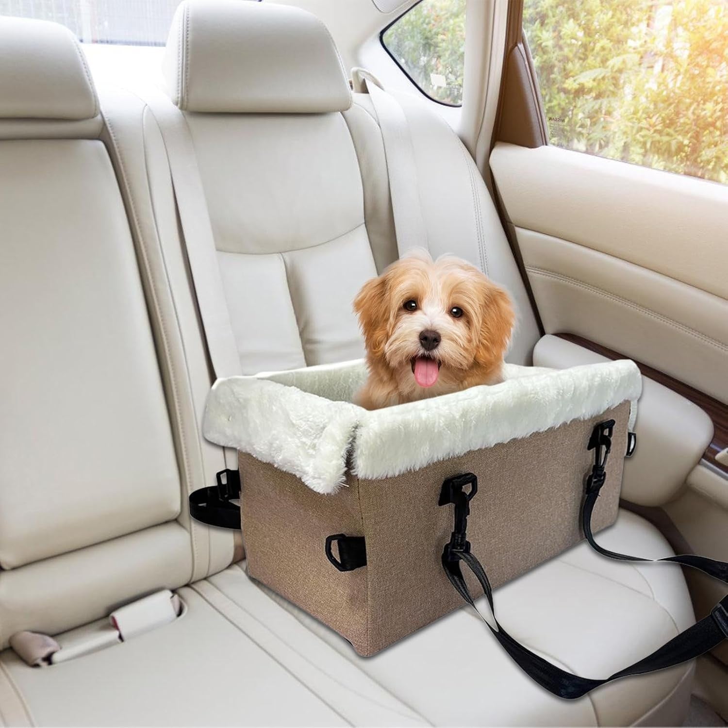 Dog Car Seat Console Booster Bed Safety Buckle Pet Carrier Cushion