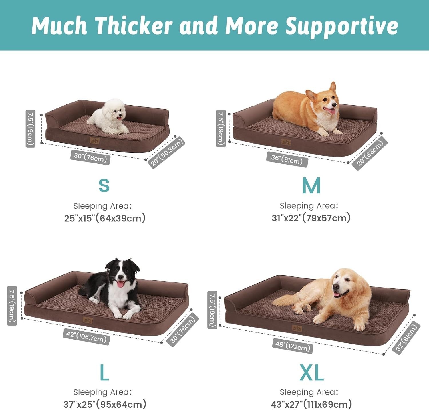 Orthopedic Dog Sofa Bed 30x20x7.5in Memory Foam Washable