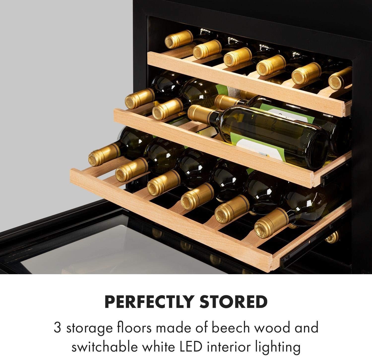 Built In Wine Cooler 51L Single Zone Glass Door Drinks Fridge 24 Bottles