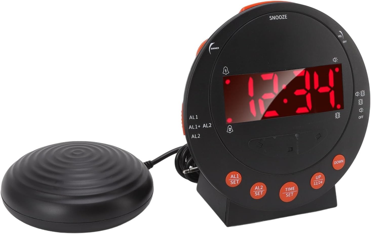 Loud Vibrating Alarm Clock Bed Shaker Flashing Light Heavy Sleepers