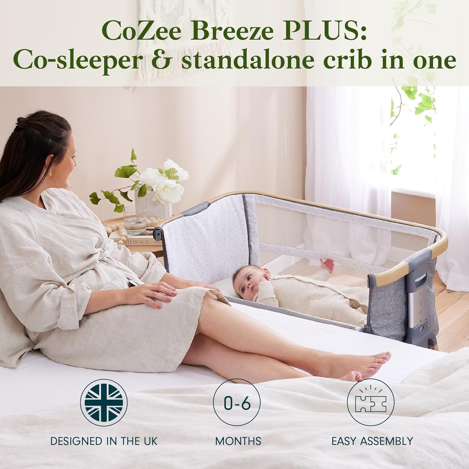 Foldable Baby Bedside Crib Co-Sleeper Cot with Mattress Travel Bag Breathable