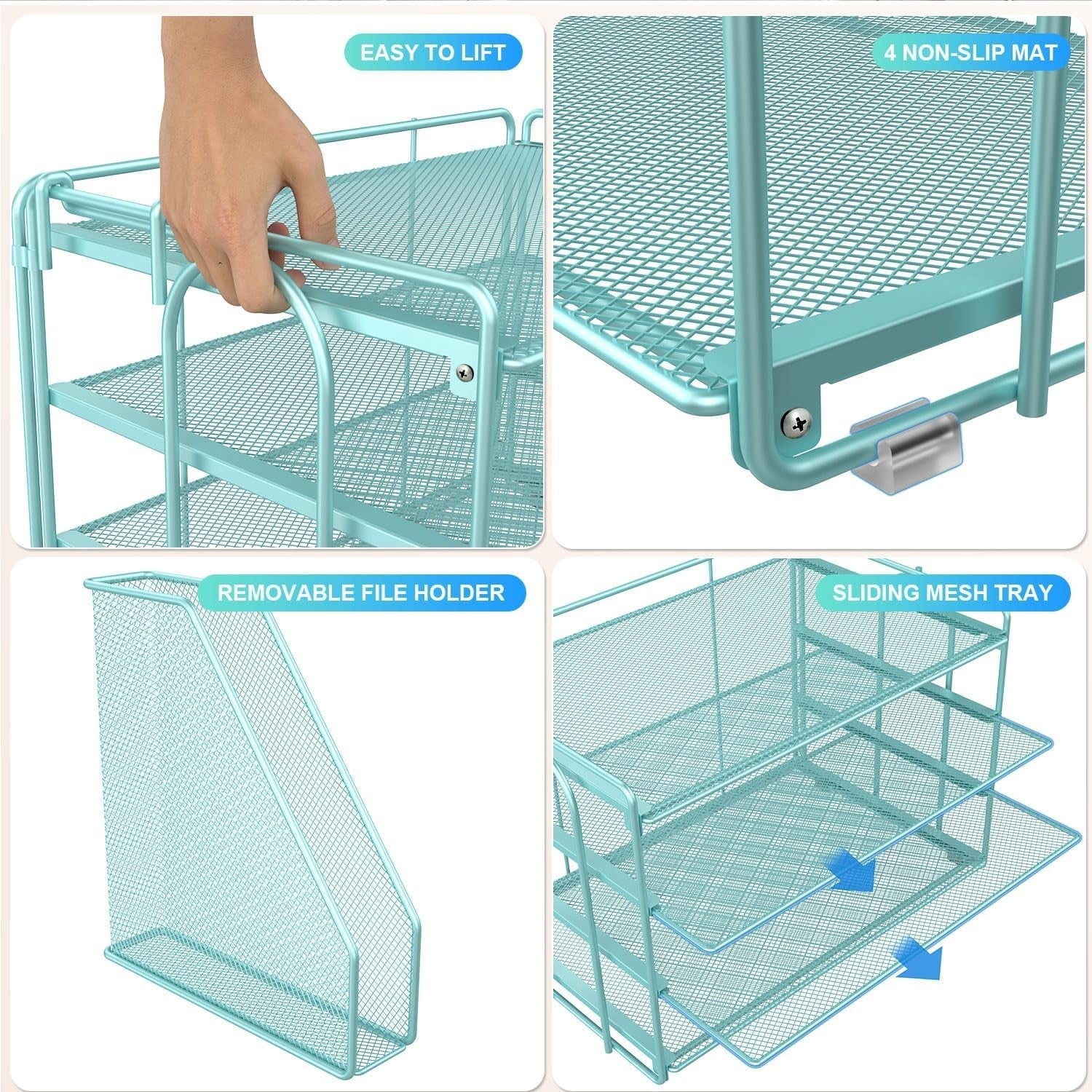 4-Tier Desk Organizer with Magazine Rack | Metal File & Paper Storage