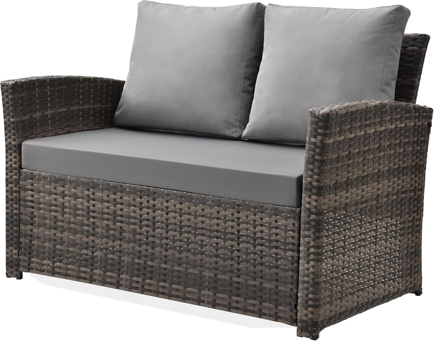 Luxury 4 Seater Rattan Garden Sofa Set Brown Patio Chairs Glass Table