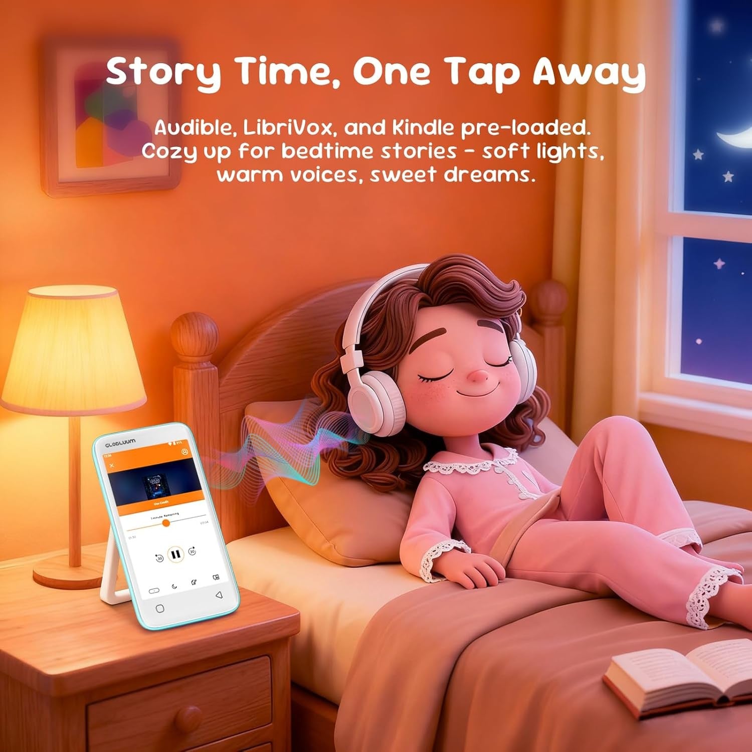 Kids MP3 Player 16GB Bluetooth WiFi Parental Controls Touch