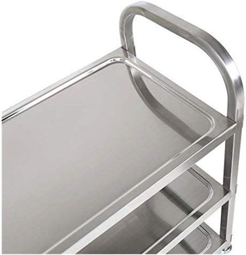 Stainless Steel 3 Tier Catering Trolley Cart w/ Locking Wheels