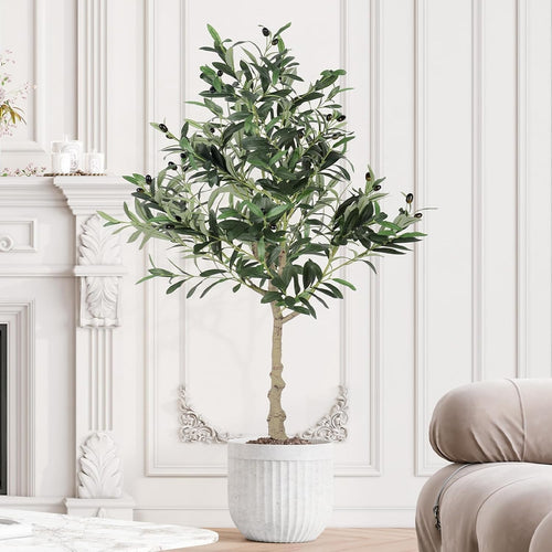 4ft Artificial Olive Tree Tall Faux Plant Indoor Decor Natural Trunk Realistic