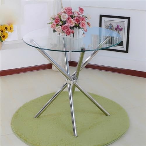 Round Glass Dining Table with Metal Legs Small Kitchen Dining Room Table