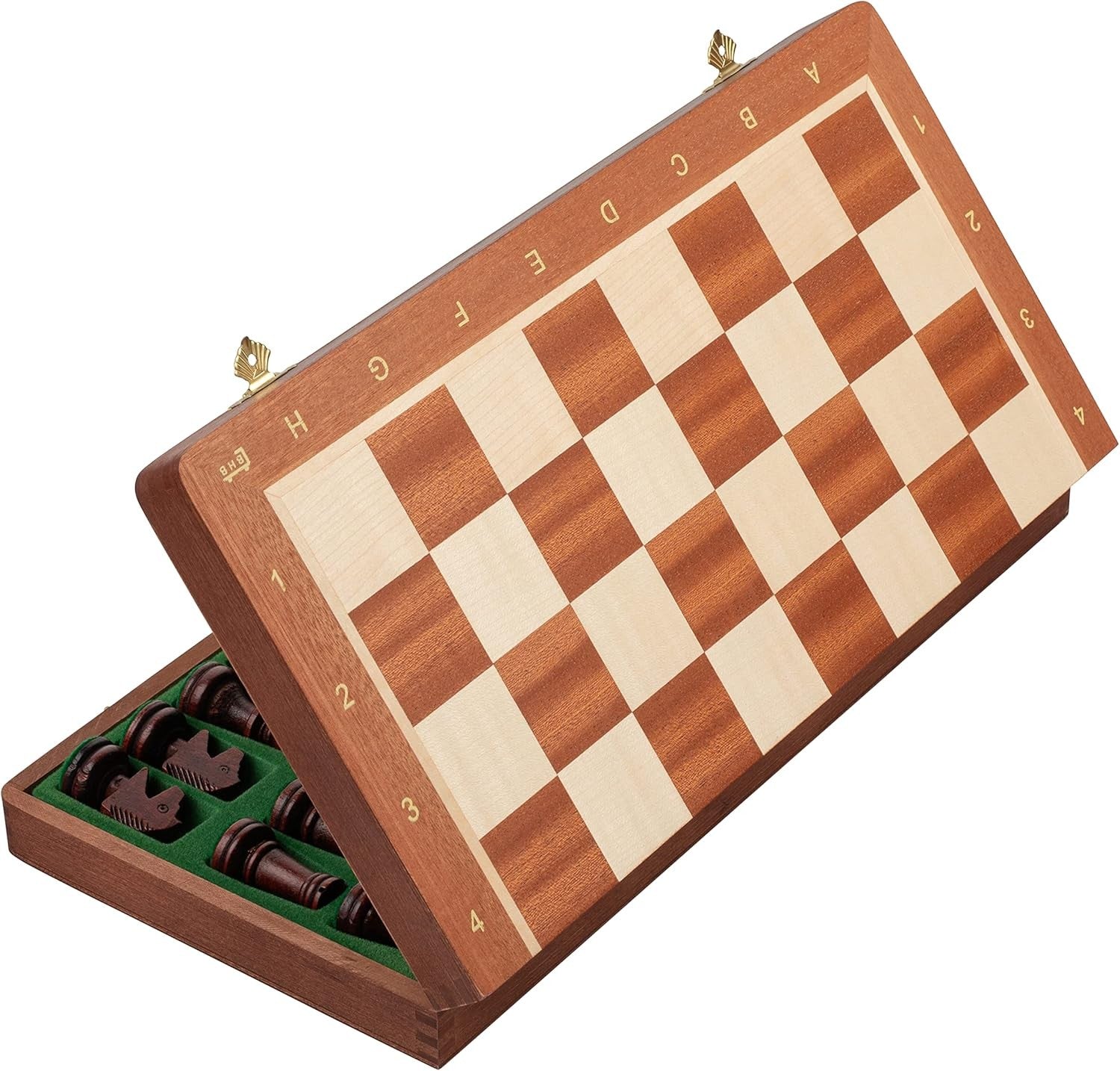 38cm Tournament Wooden Chess Set – Inlaid Folding Board & Weighted Pieces