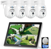 5MP Wireless CCTV System 4 PTZ Cameras 10" Monitor 1TB HDD NVR