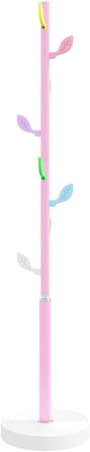 Modern Pink Metal Coat Rack Stand | Freestanding Hall Tree with Heavy Cement Bas