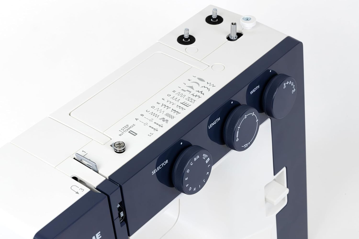 22 Stitch Sewing Machine Wide Base Needle Threader Blue