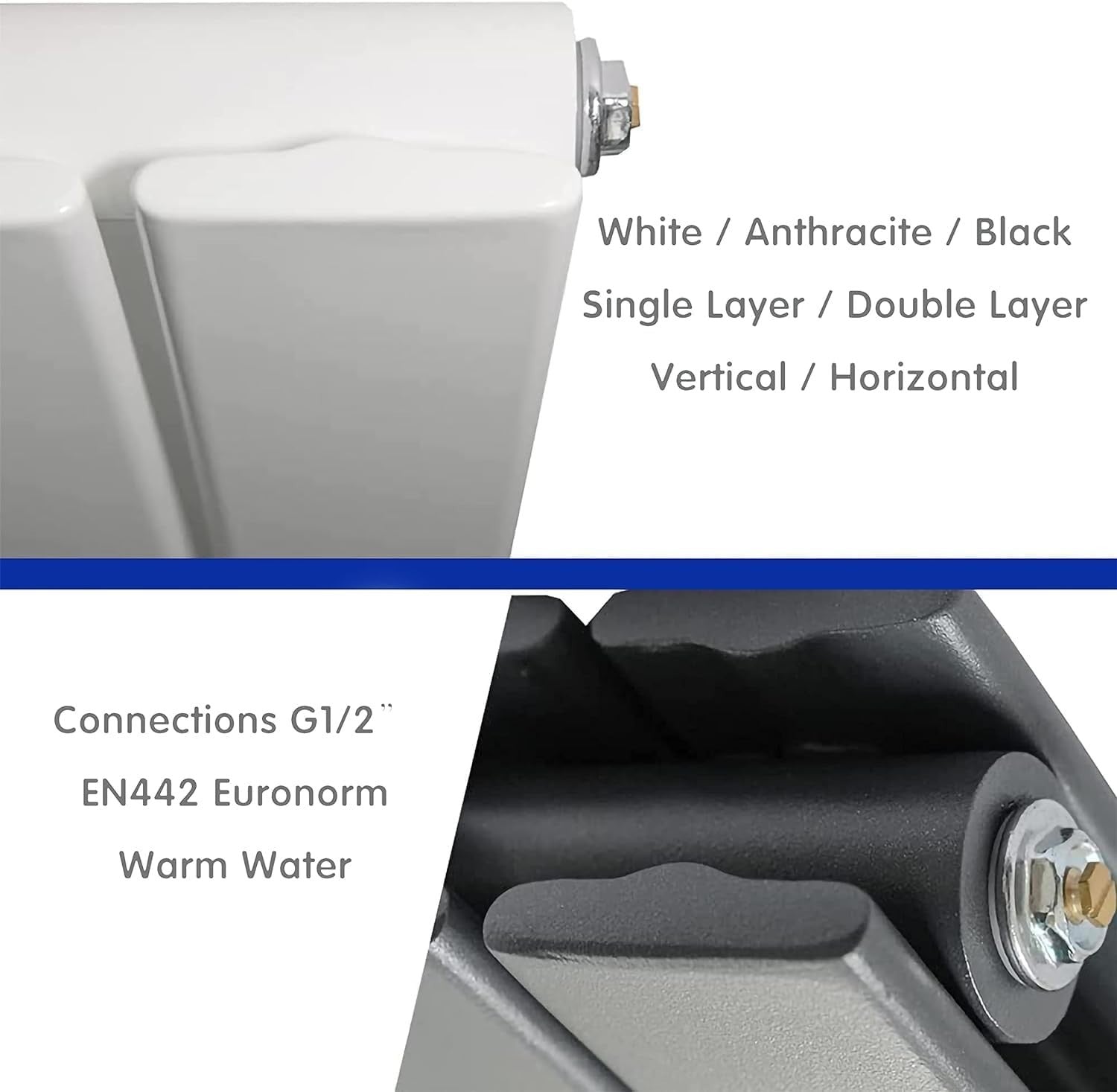 Vertical Designer Double Radiator 1600x680mm White Flat Panel Heating