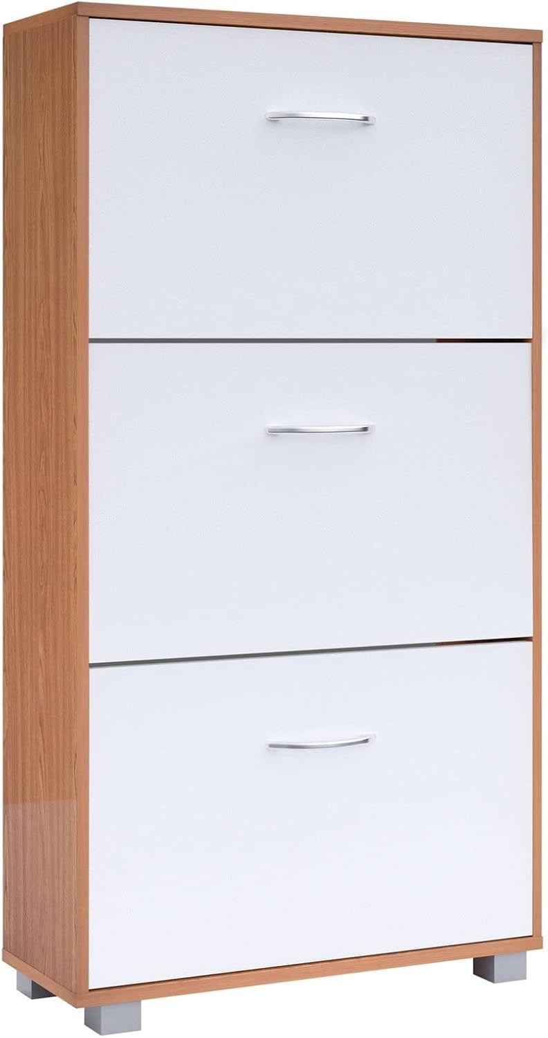 Modern 3 Door Shoe Storage Cabinet – Space Saving Hallway Cupboard 115x60x24cm