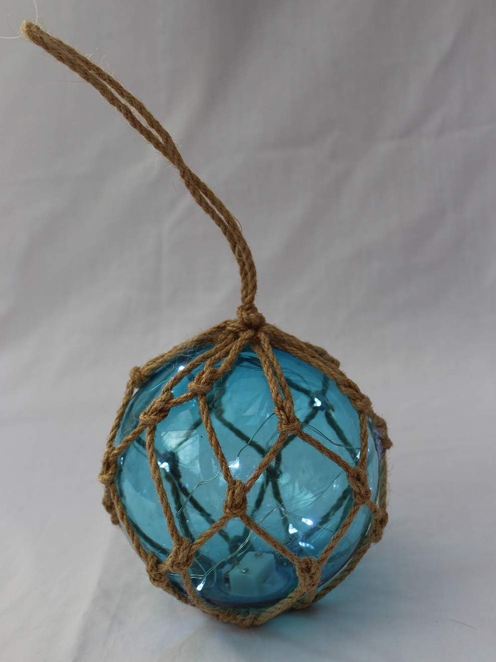 LED Glass Fishing Float 12cm Nautical Hanging Buoy Ornament Coastal Decor Light