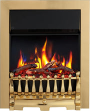 16" Electric Fireplace Insert Heater Polished Brass 2000W 9 Flame Effects