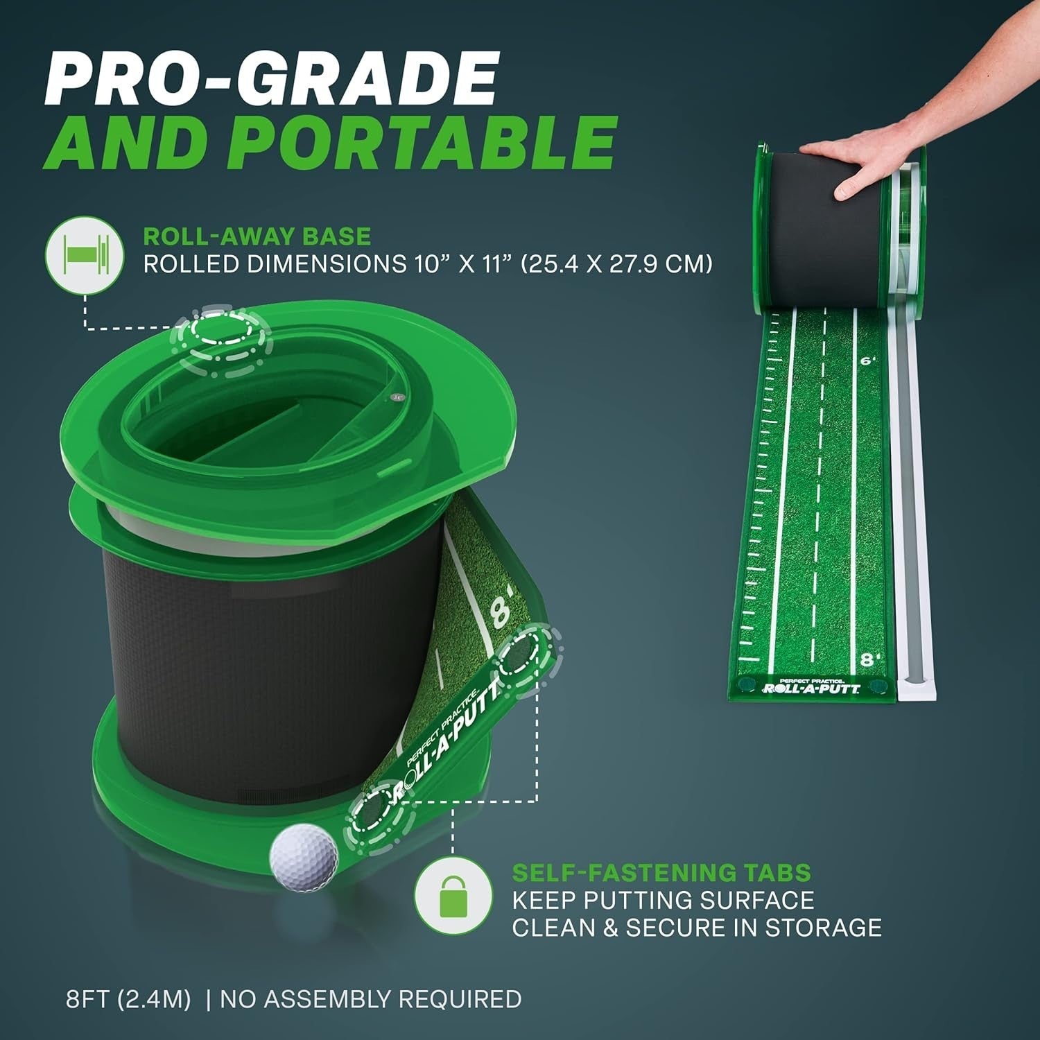 Golf Putting Mat Indoor 9.5ft Automatic Ball Return Realistic Practice Green