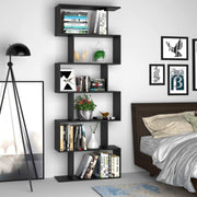 Modern S-Shape 6-Tier Bookcase Free Standing Display Shelf Unit Storage