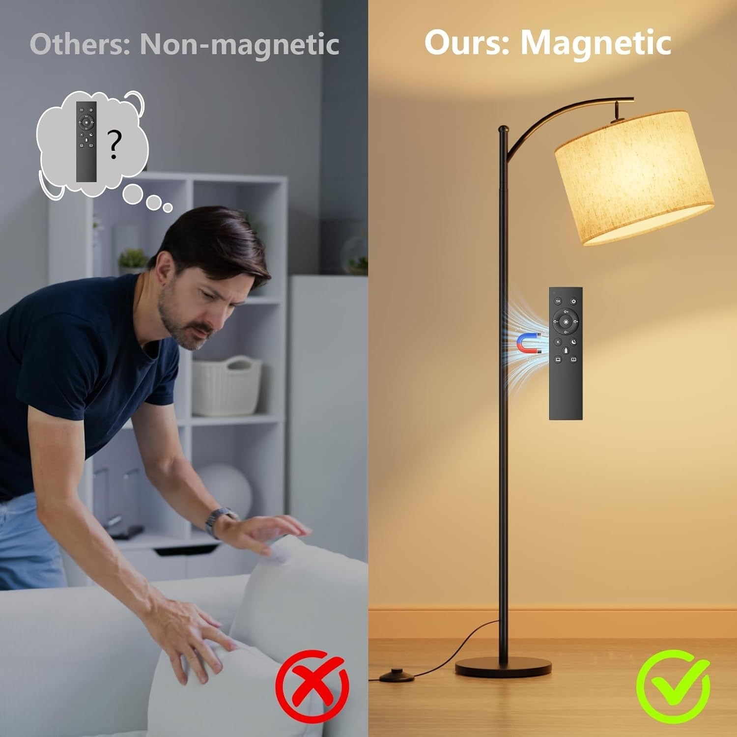 Arc Floor Lamp Remote Control Dimmable Reading Light Modern Standing Lamp