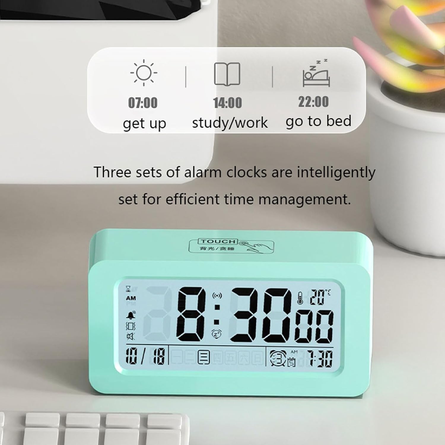Digital Alarm Clock Mains or Battery Powered Large Display for Heavy Sleepers