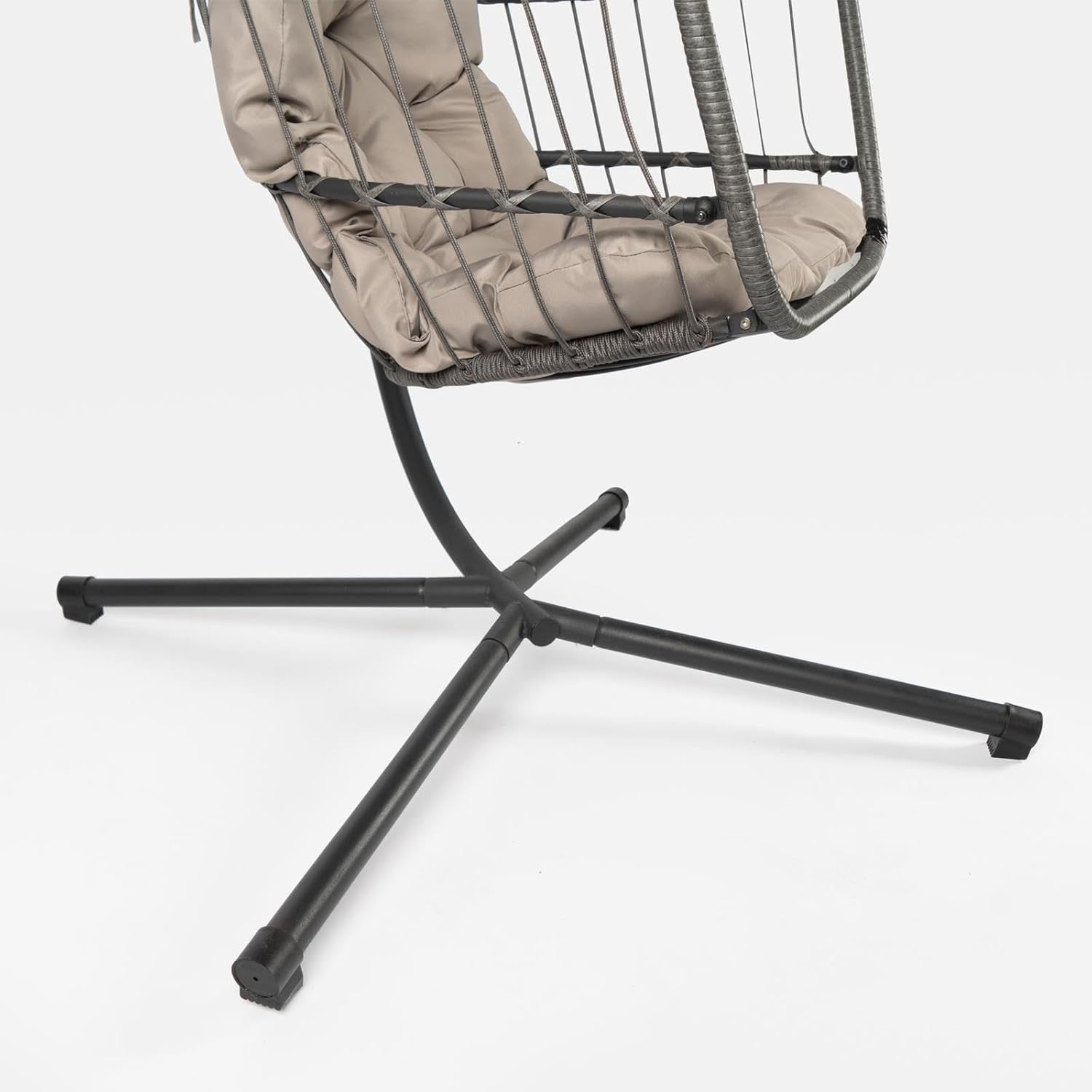 Hanging Egg Chair with Cushion Freestanding Rattan Swing Indoor Outdoor