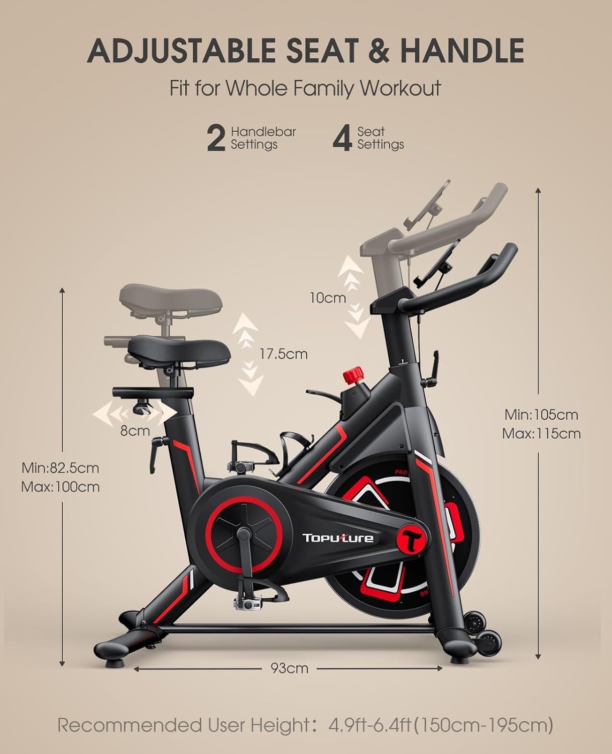 Quiet Magnetic Spin Bike w/ APP, LCD Monitor, 15kg Flywheel & 350lb Capacity