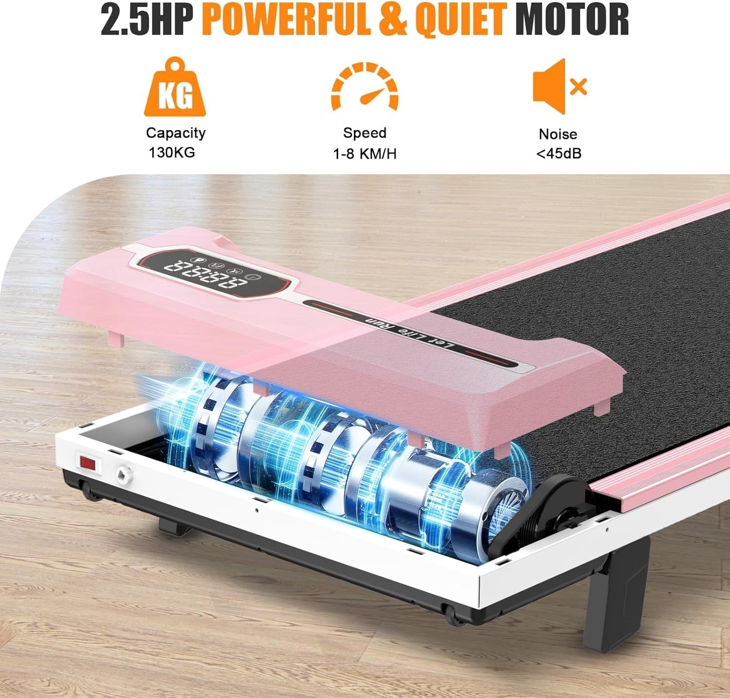 Under Desk Treadmill Walking Pad Incline LED Display Remote 8km,h Home