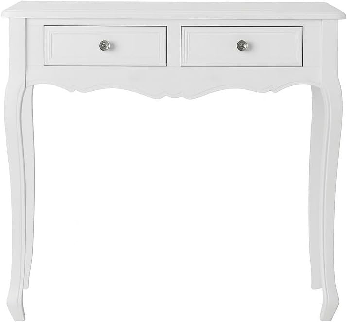 White Console Table Dressing Vanity Desk Wood 2 Drawer Shabby Chic Storage