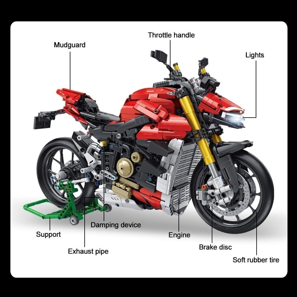 2221 PCS Technic Motorcycle Building Kit - Realistic Superbike Model Toy