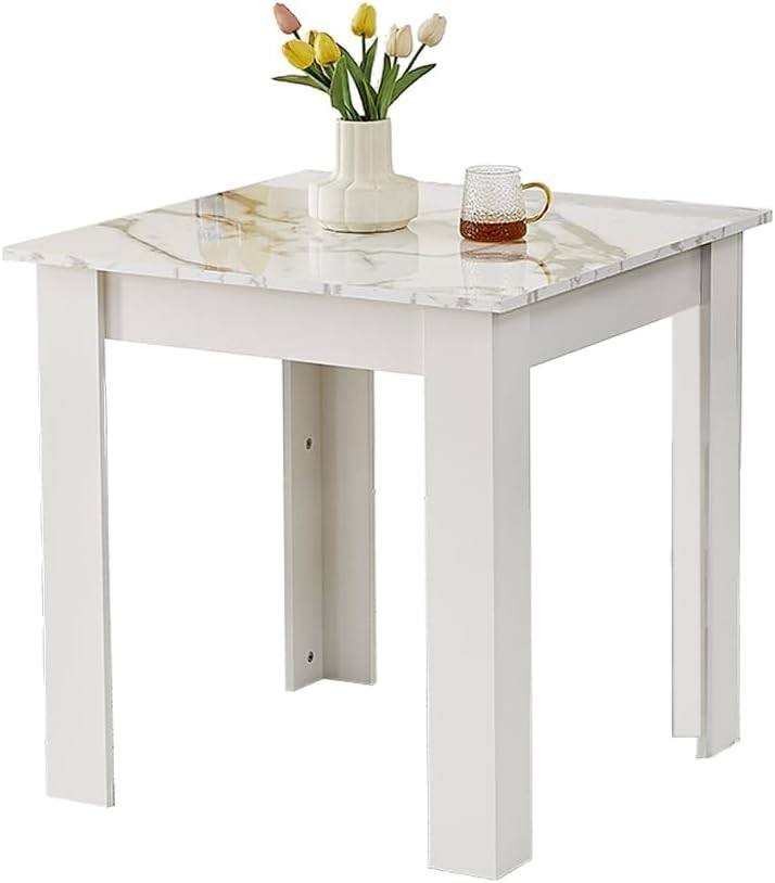 4 Piece Marble Dining Table Set with 4 Velvet Chairs for Small Spaces