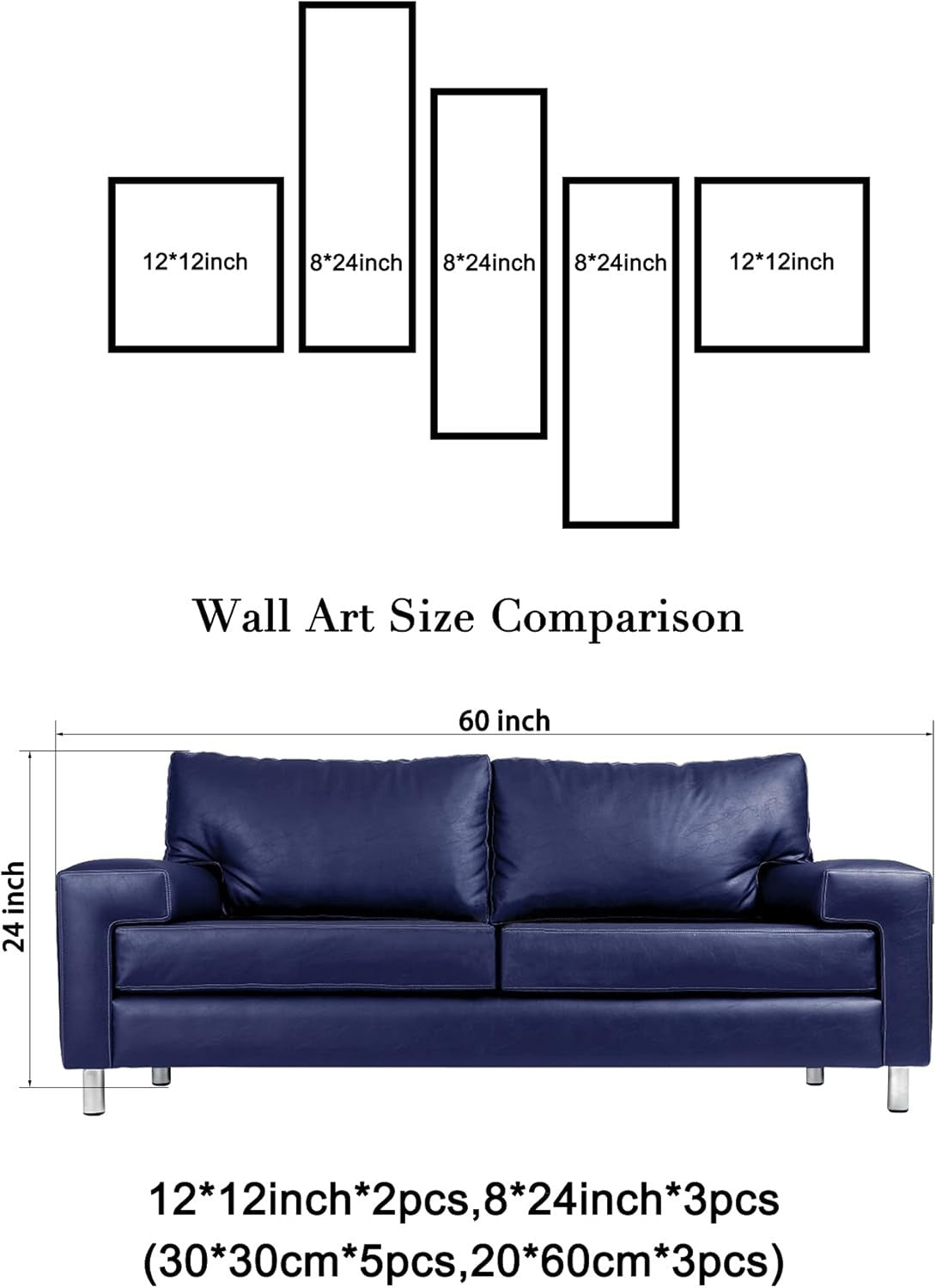 5 Panel Abstract Canvas Wall Art Red Black Modern Framed Set