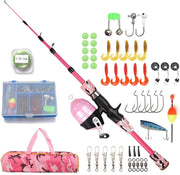 Kids Fishing Rod & Reel Combo Kit 1.2m Telescopic Pole Set Bag