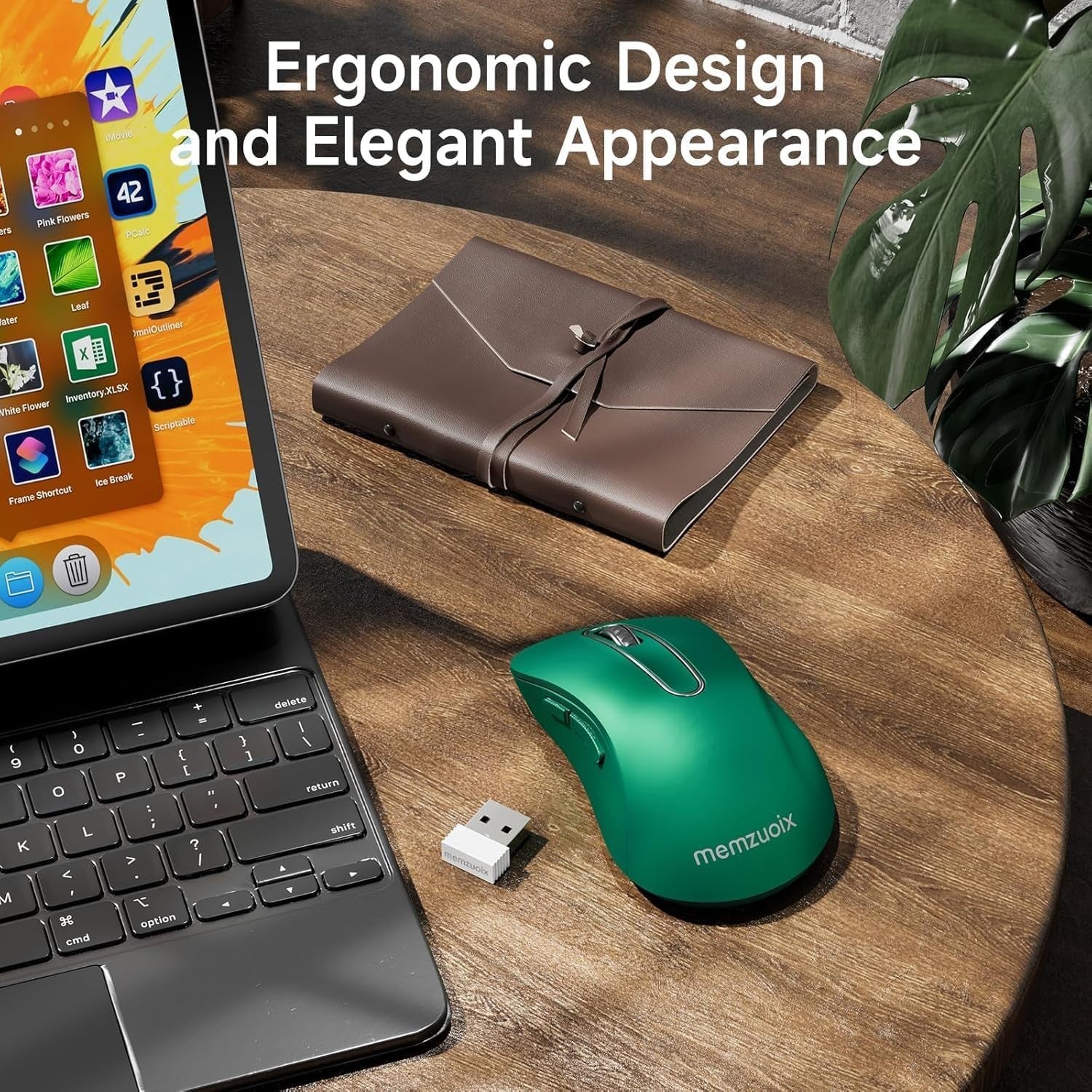 Dark Green Wireless Mouse 1400 DPI USB 2.4G 5-Button Laptop PC