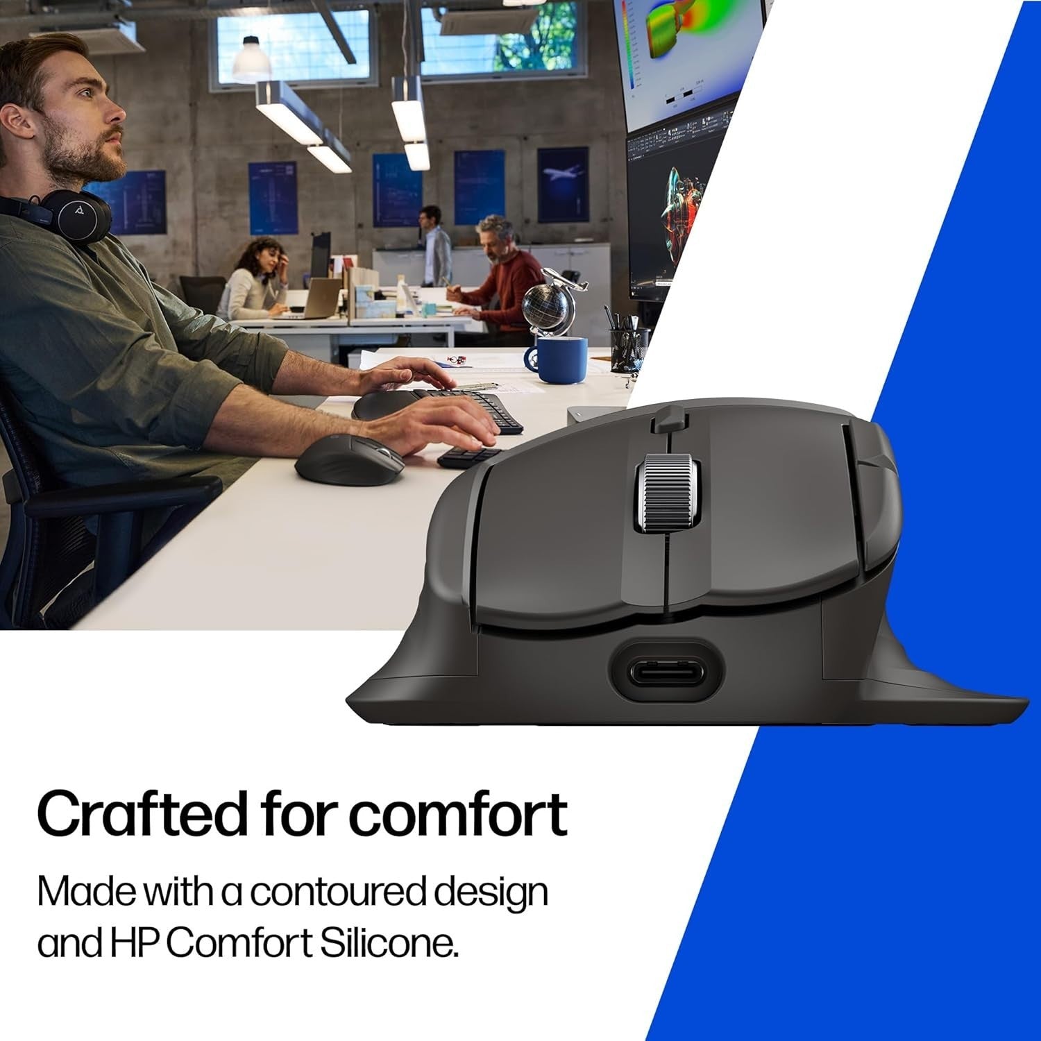 Ergonomic Wireless Mouse 6K DPI Fast Scroll Rechargeable Multi-Device