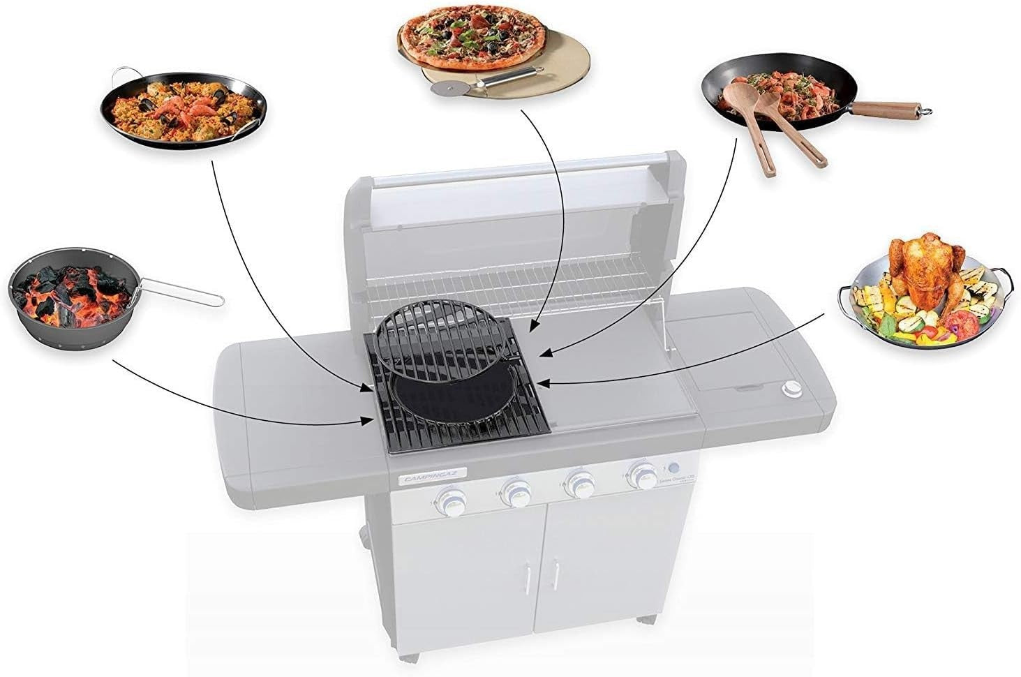 4 Burner Gas BBQ Grill with Side Burner Cast Iron Griddle Large Outdoor Cooking