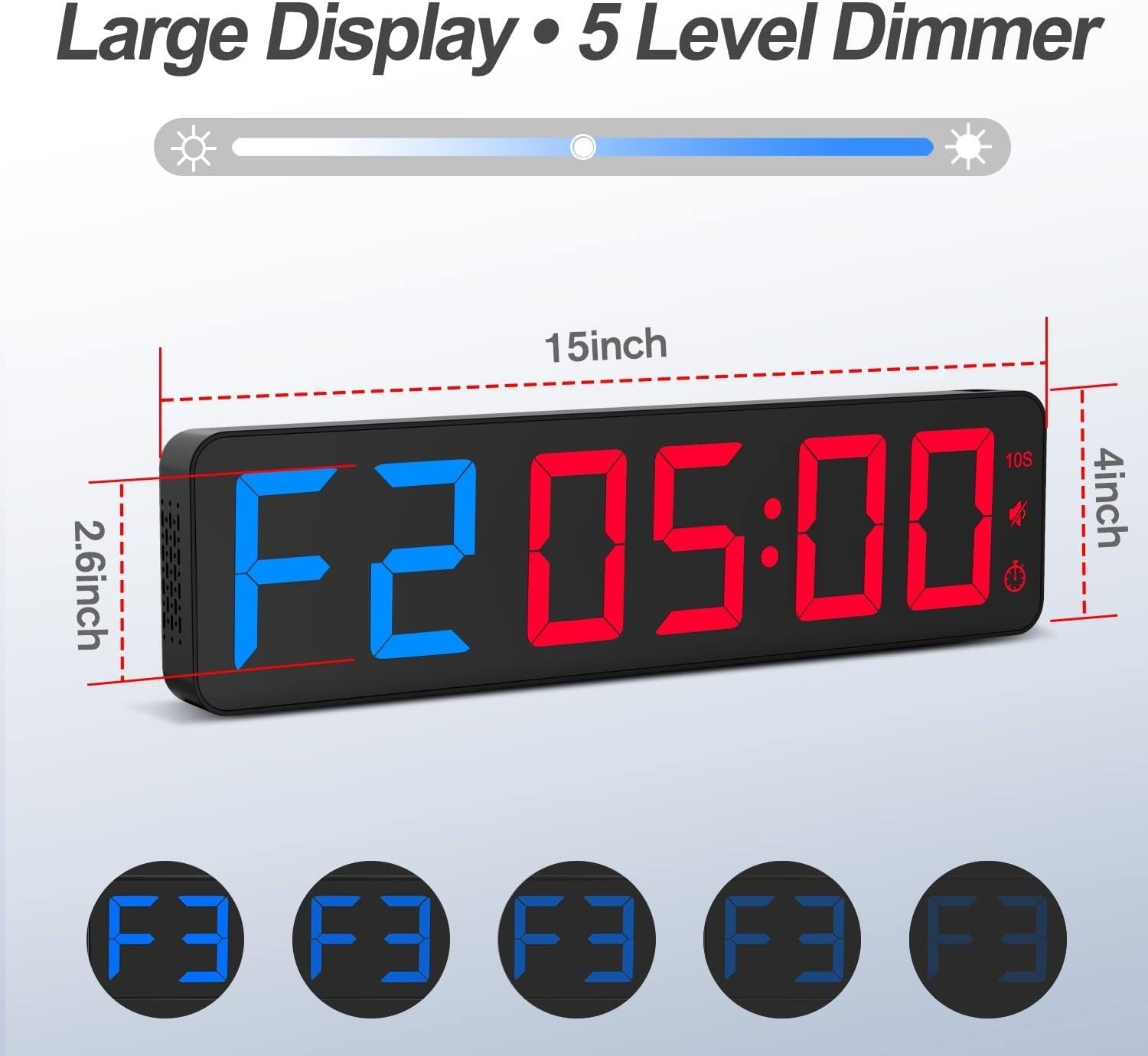 15" LED Gym Timer Digital Wall Clock Interval Stopwatch Countdown Remote