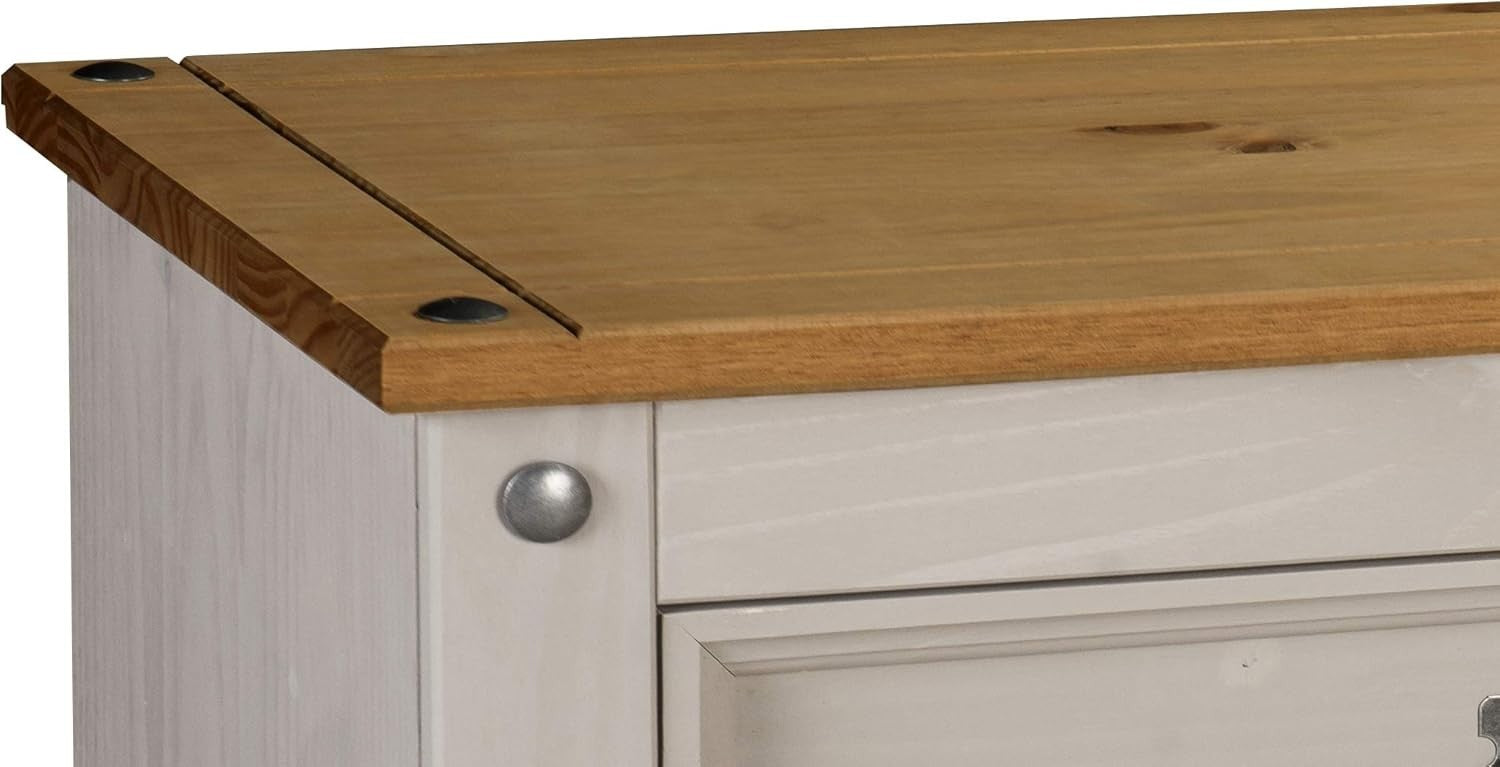 Grey Solid Pine 6 Drawer Sideboard Storage Cabinet Rustic Country Style