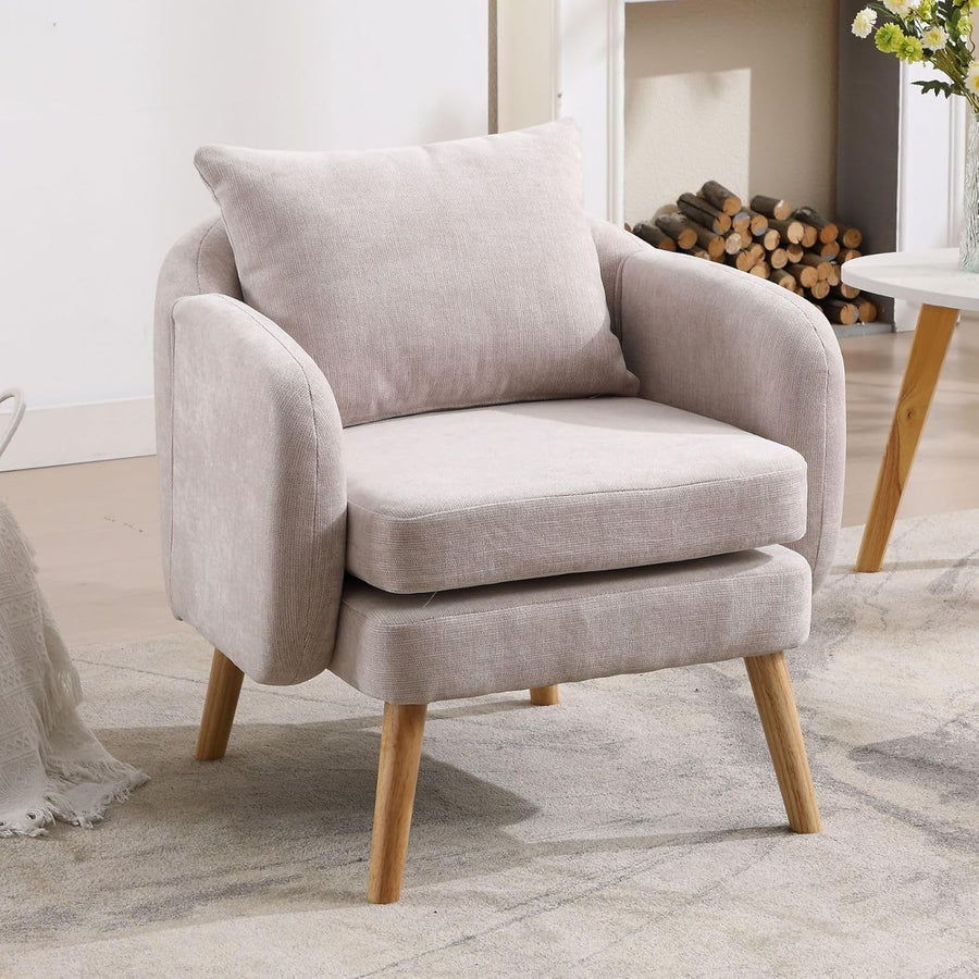 Grey Chenille Tub Chair Upholstered Accent Armchair