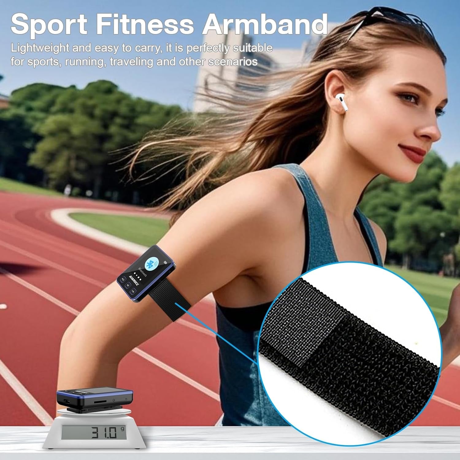 32GB MP3 Player Bluetooth Sports Clip with Armband & Earphones – Purple