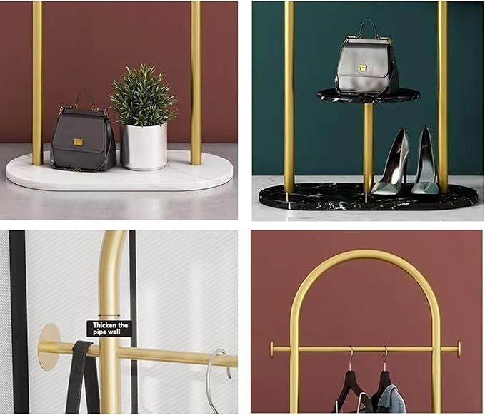 Luxury Gold Metal Coat Rack Stand | Modern Clothes Rail with Marble Base