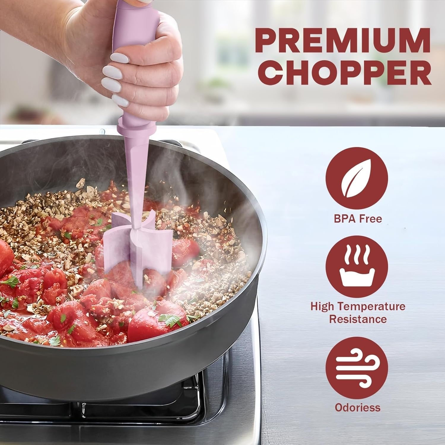 Hamburger Meat Chopper Ground Beef Masher Heat Resistant Pink