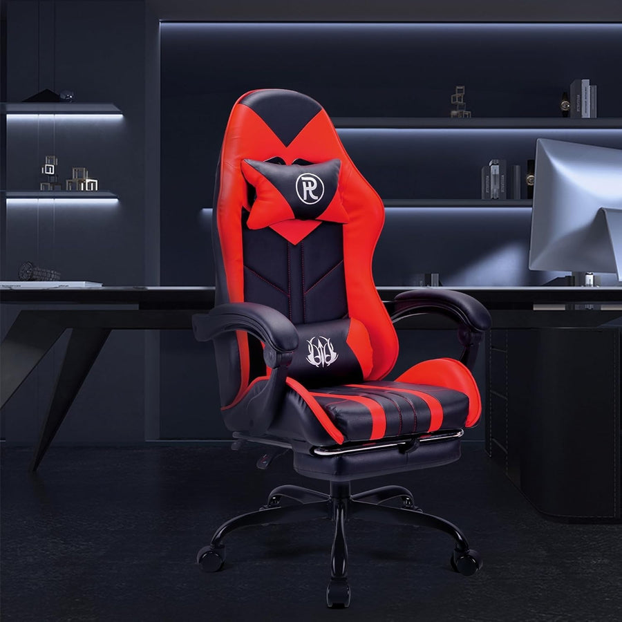 Ergonomic Red Gaming Chair Office Computer Racing Seat Adjustable Foot Rest New