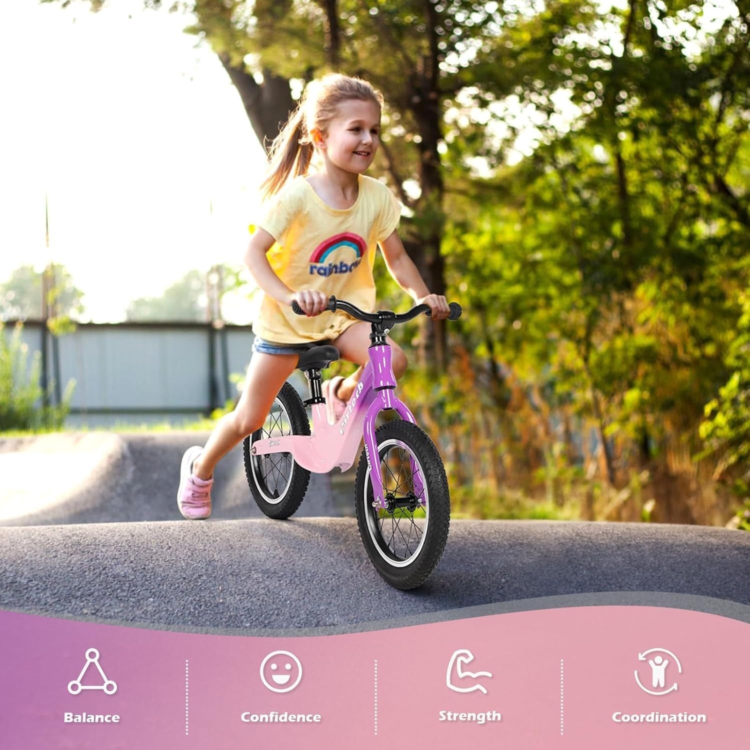 14 Inch Balance Bike Kids Air Tire Training Bicycle Adjustable Age 3-6