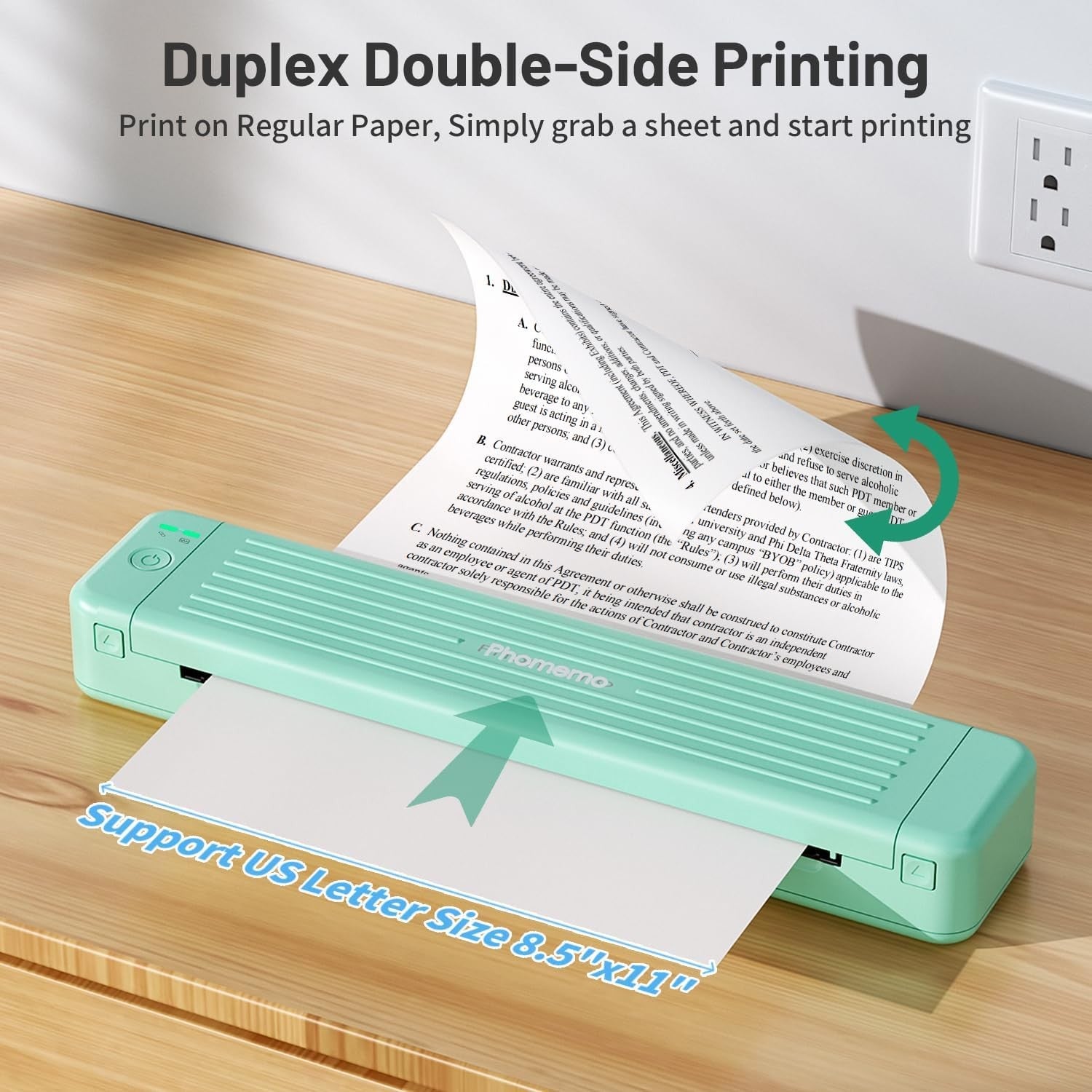 Portable A4 Thermal Printer 300DPI Wireless Inkless USB Travel